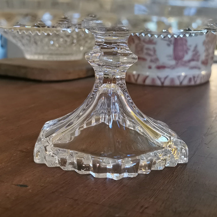 Exceptional Large Cut and Etched Lead Crystal Pedestal Cake Stand