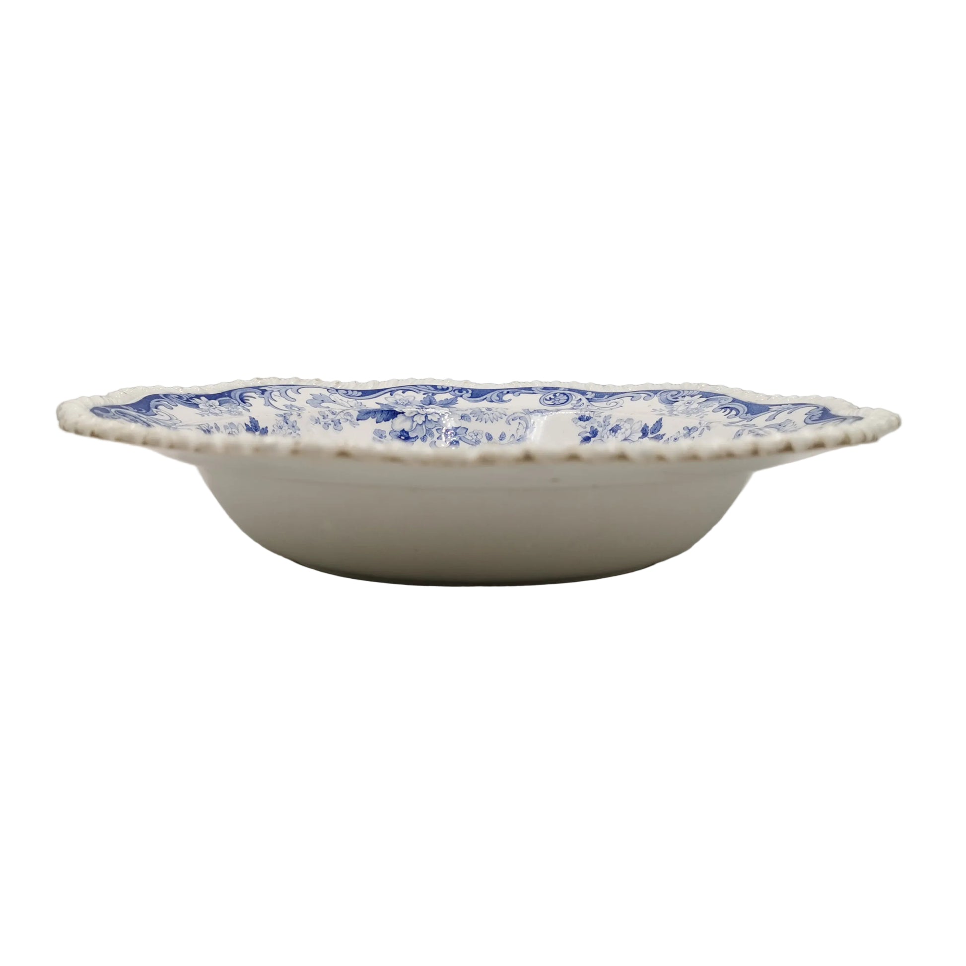 Elkin Knight & Bridgwood Canton Views Blue and White China Soup Plate 1827-1840