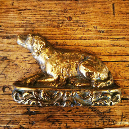 A Pair of Cast Brass Dog Book Ends