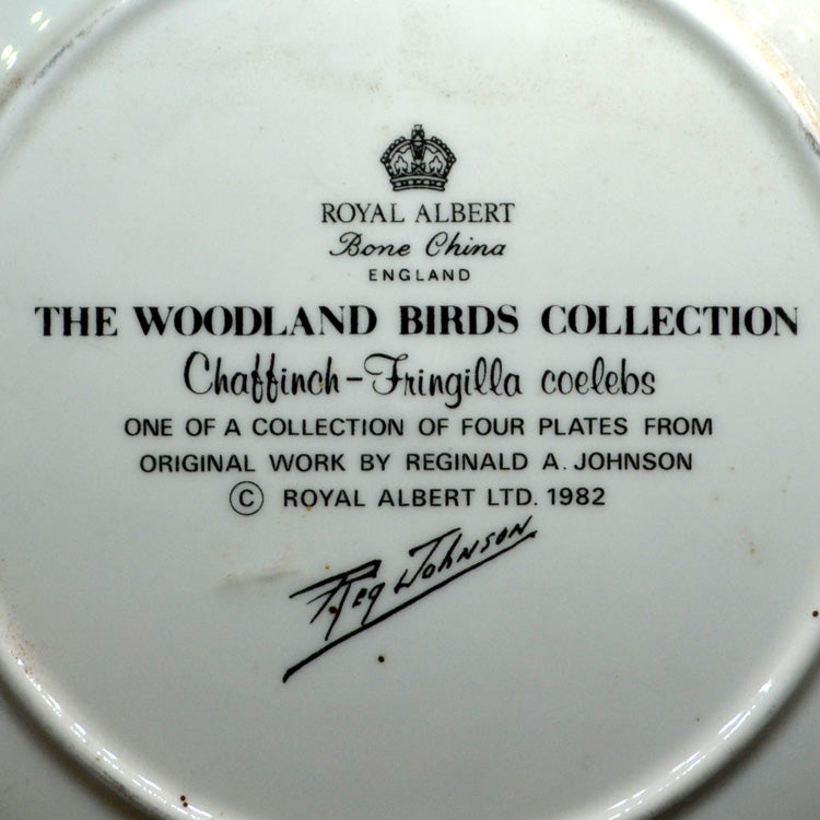 Royal Albert China Woodland Birds Collection Chaffinch Cabinet Plate