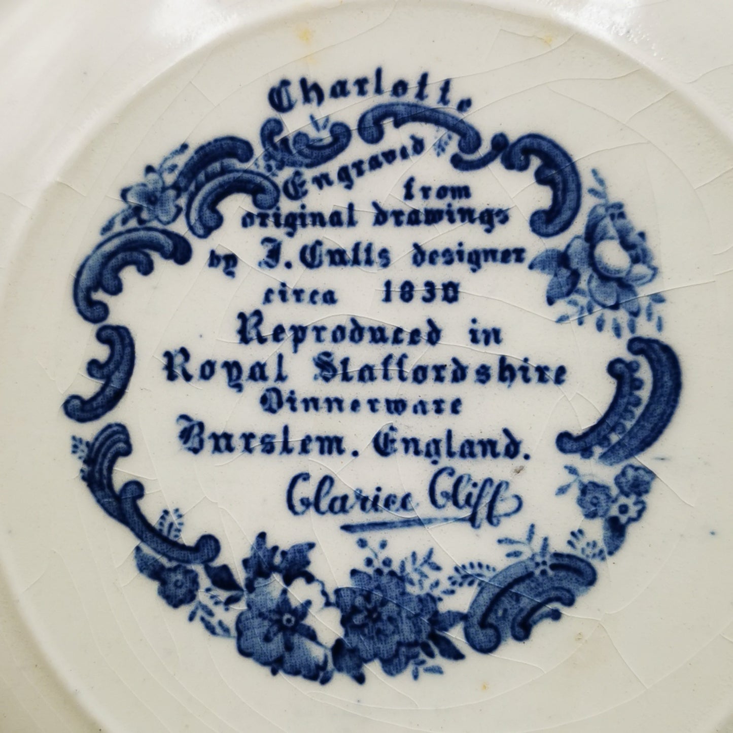 A J Wilkinson Royal Staffordshire Blue and White China Charlotte Side Plate