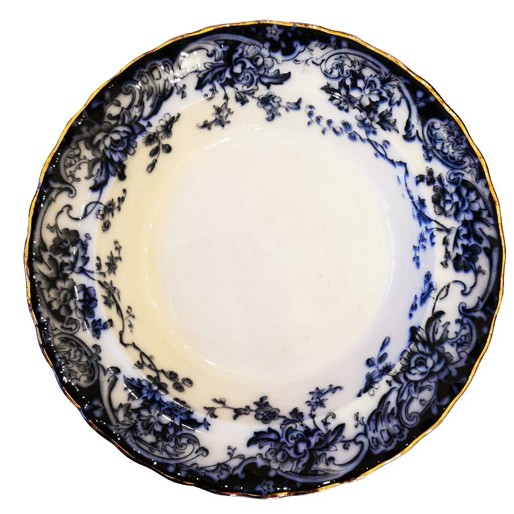 Keeling & Co Antique Blue and White Chatsworth China 10-3/8th-inch Soup Bowl