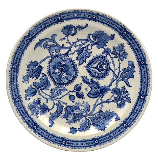 Ridgway Ironstone Blue and White China Jacobean Pattern 10-inch Dinner Plate