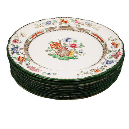 Spode China Chinese Rose Green Rim 10-3/8th-inch Dinner Plate