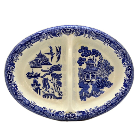 Churchill Vegetable Serving Dish in a Blue and White Willow Pattern
