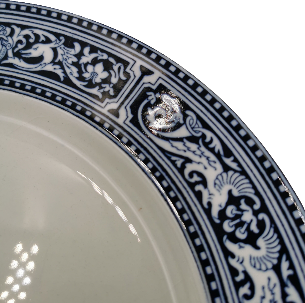 Antique Royal Doulton Cluny Blue and White China Dinner Plate