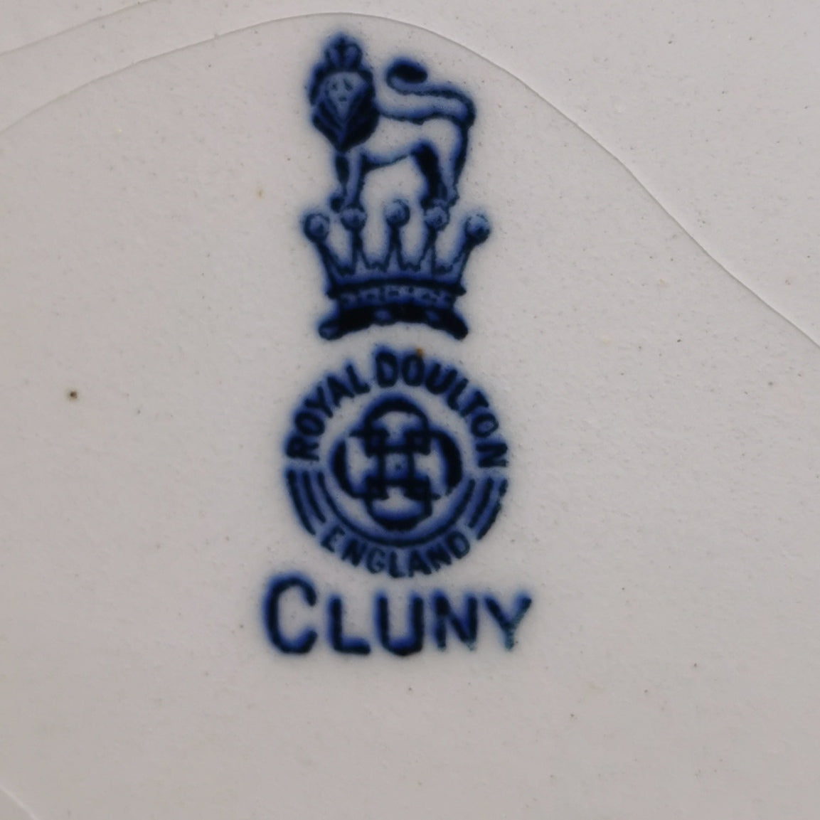 Antique Royal Doulton Cluny Blue and White China Dinner Plate