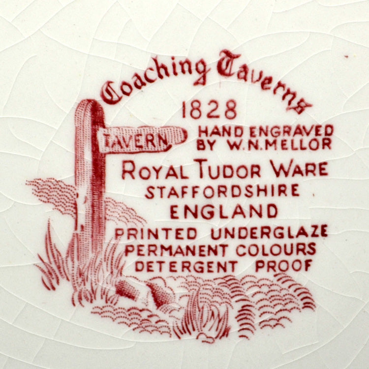 Royal Tudor Ware Coaching Taverns Red and White China Dinner Plate