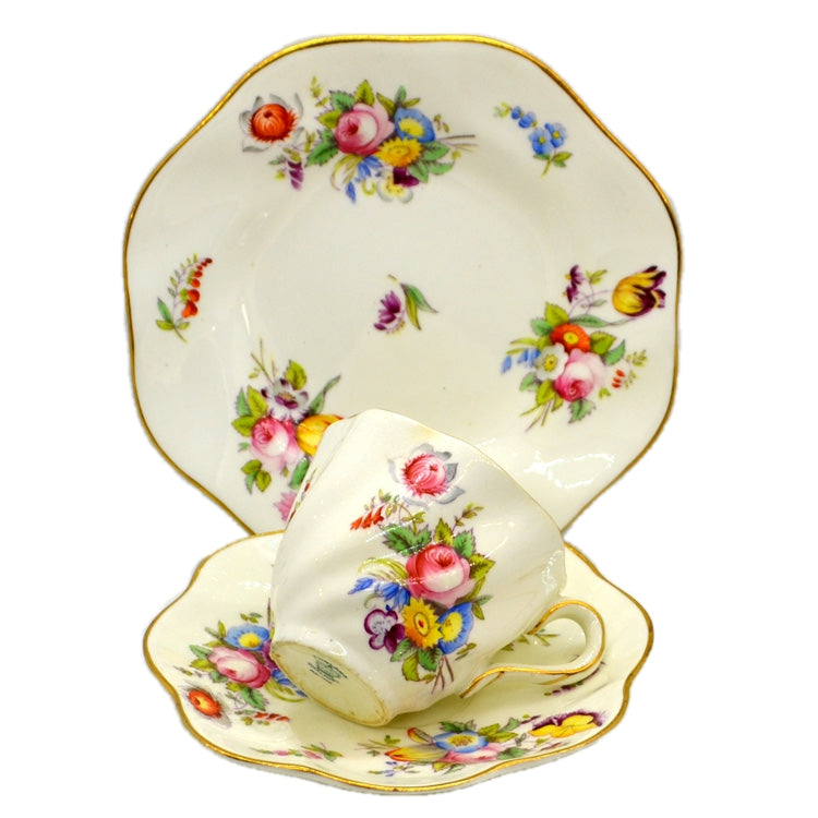Antique Coalport Porcelain Floral China Cabinet Teacup Saucer and Side Plate