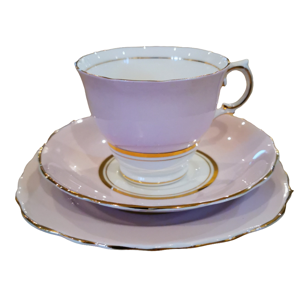 Colclough China Harlequin Ballet Pale Powder Pink 6749 Teacup Saucer and Side Plate