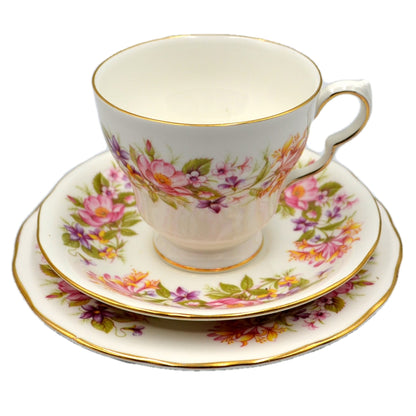 Colclough Wayside bone china tea cup trio pattern 8581 shape D Cup