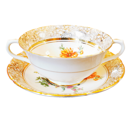 Collingwood Floral China Soup Cup and Saucer