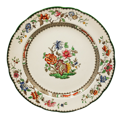 Spode China Chinese Rose Green Rim 10-3/8th-inch Dinner Plate