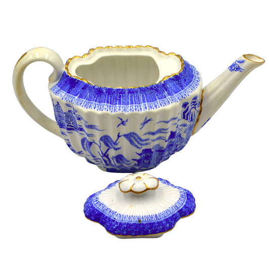 antique blue willow bone china teapot Coplands