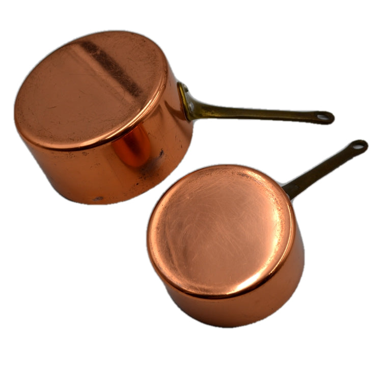 Pair of French Tournus Small Copper Pots – Vintage Farmhouse Antiques