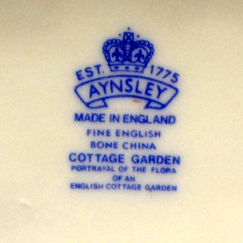 Aynsley China Cottage Garden Oval Gravy Boat Saucer