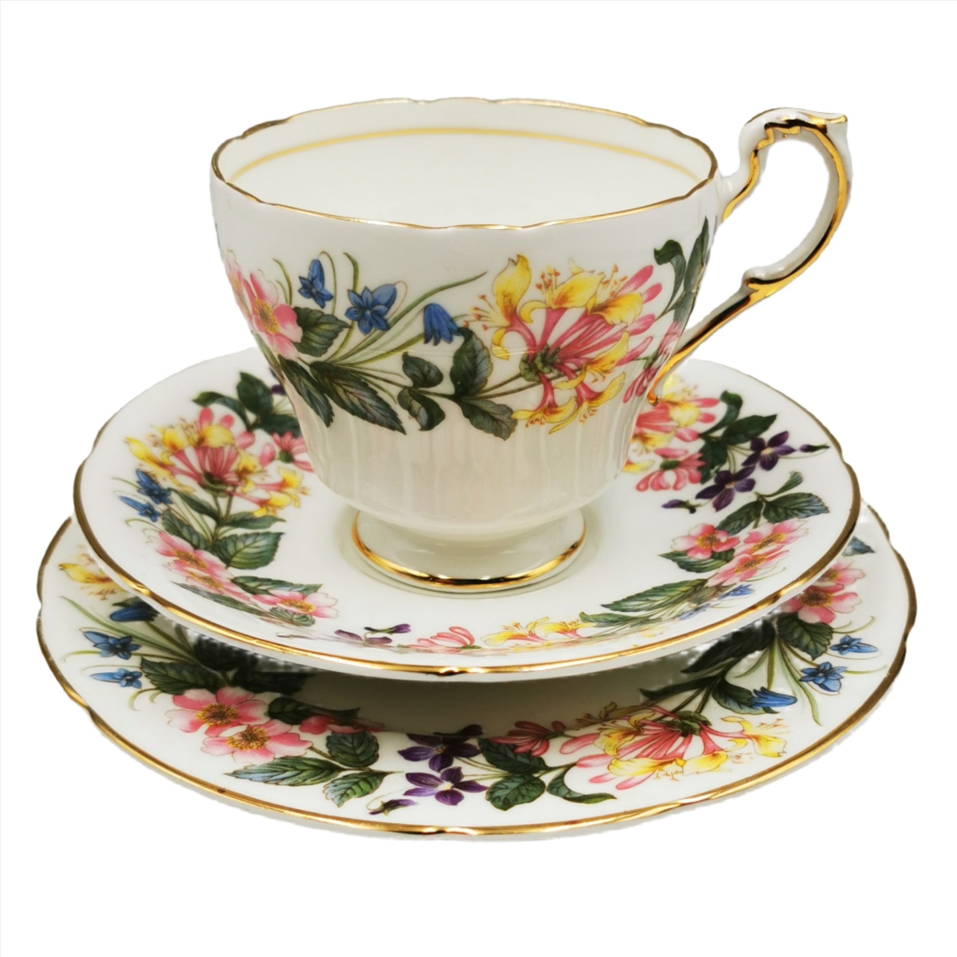 Vintage Paragon China Country Lane Teacup, Saucer and Side Plate Trio