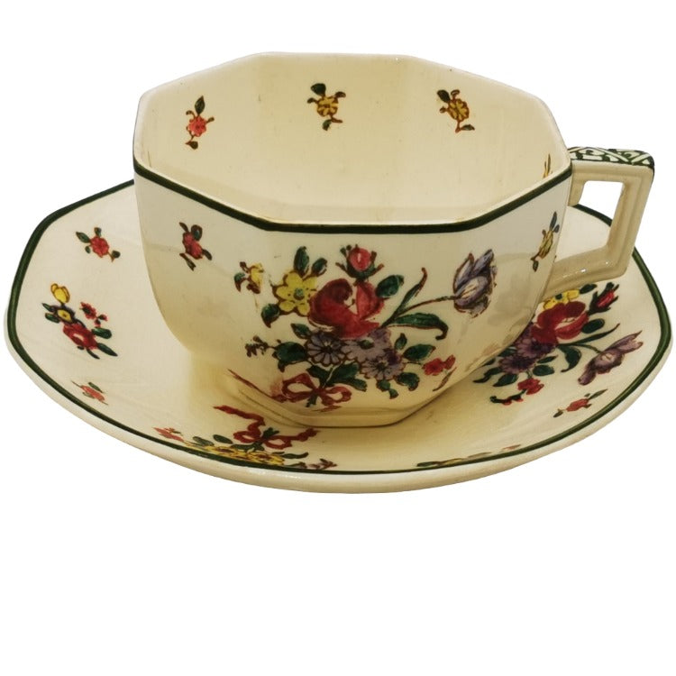 Royal Doulton Old Leeds Sprays D3548 Breakfast Cup and Saucer 1912-1930