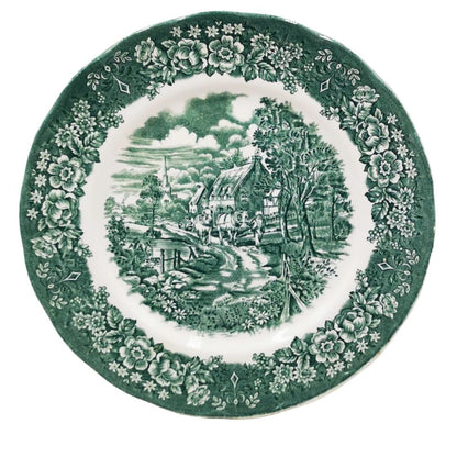 British Anchor Turquoise and White Ironstone China Memory Lane Dinner Plate