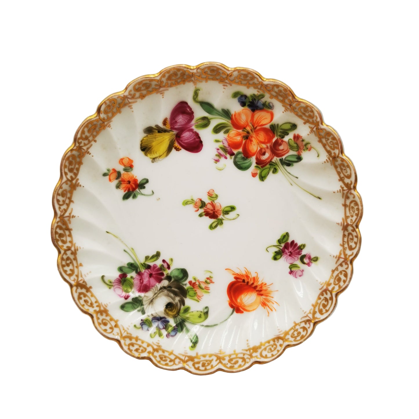 Antique Dresden China Hand Painted Floral Sprays 278 Teacup Saucer and Side Plate