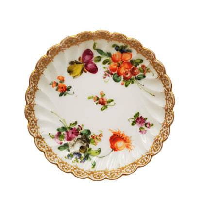 Antique Dresden China Hand Painted Floral Sprays 278 Teacup Saucer and Side Plate