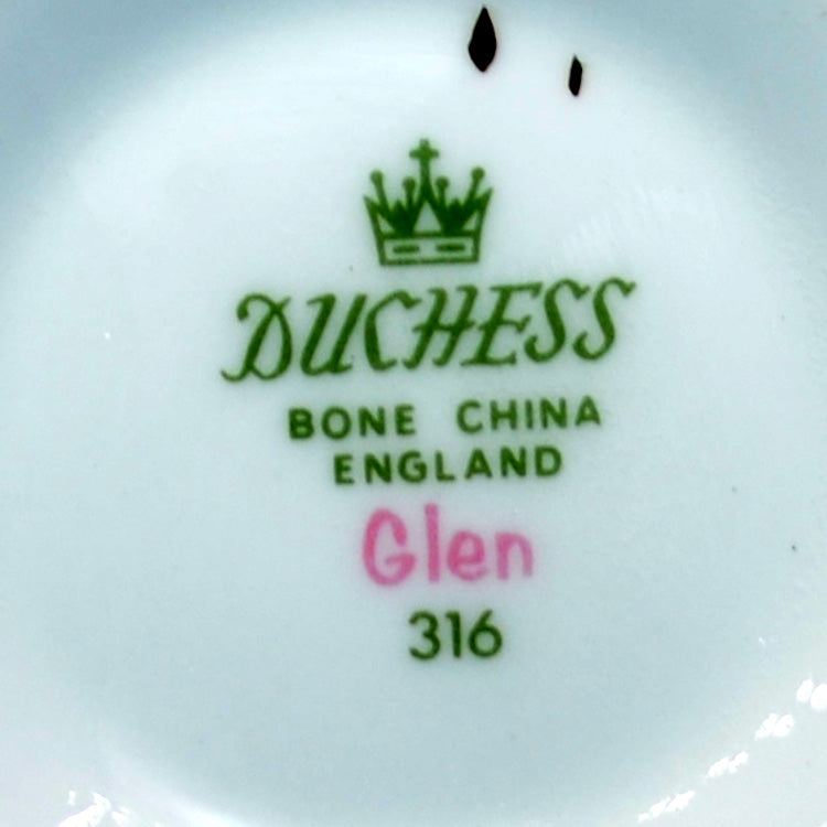 Duchess China 316 Glen Teacup Saucer and Side Plate Trio