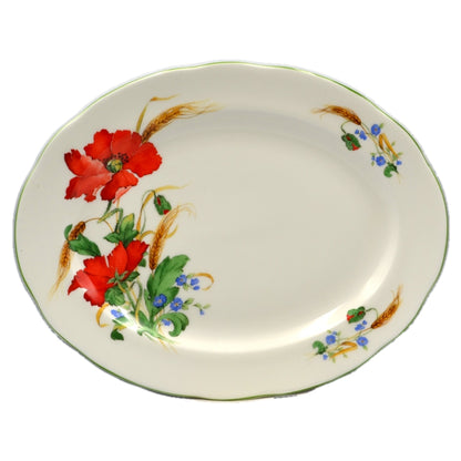 Vintage Duchess Poppies 659 China 13.25-inch Oval Platter