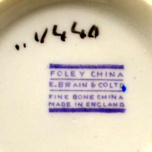 Foley Bone China Art Deco Blue Birds Teacup Saucer and Side Plate Trio by Elijah Brain