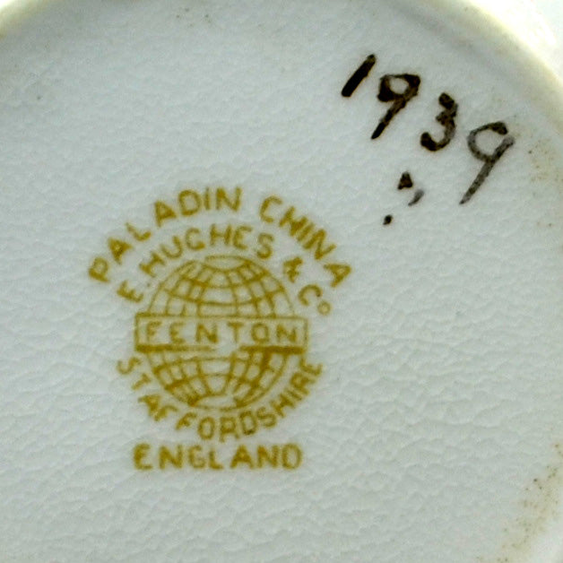 Antique E Hughes & Co Paladine China pattern 1939 Teacup, Side Plate & Saucer Trio