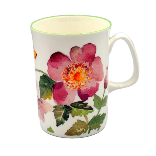Rose of England Fine Bone Pink Rose & Butterfly China Mug