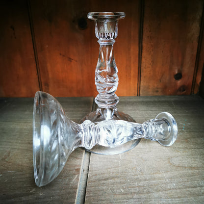 EarlyTri Molded Pressed Glass Candlesticks