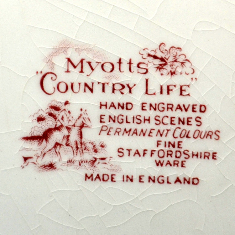 Myotts Country Life Series English Scenes China Red and White 10-inch Dinner Plate