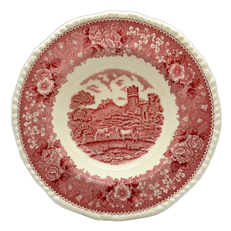 Adams English Scenic Red and White China Rimmed Soup Bowl