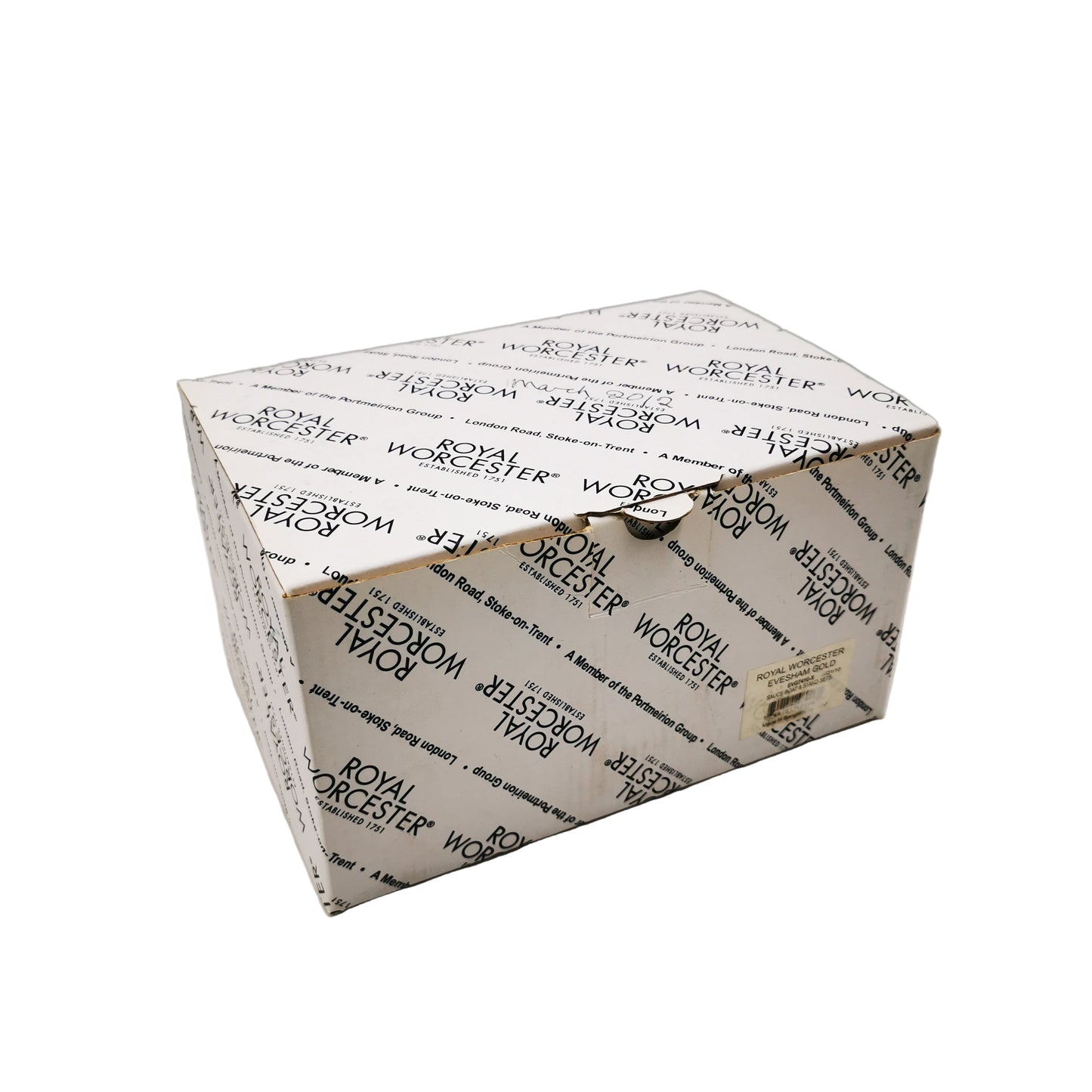 Royal Worcester China Evesham Gold Sauce Boat & Stand Set Boxed