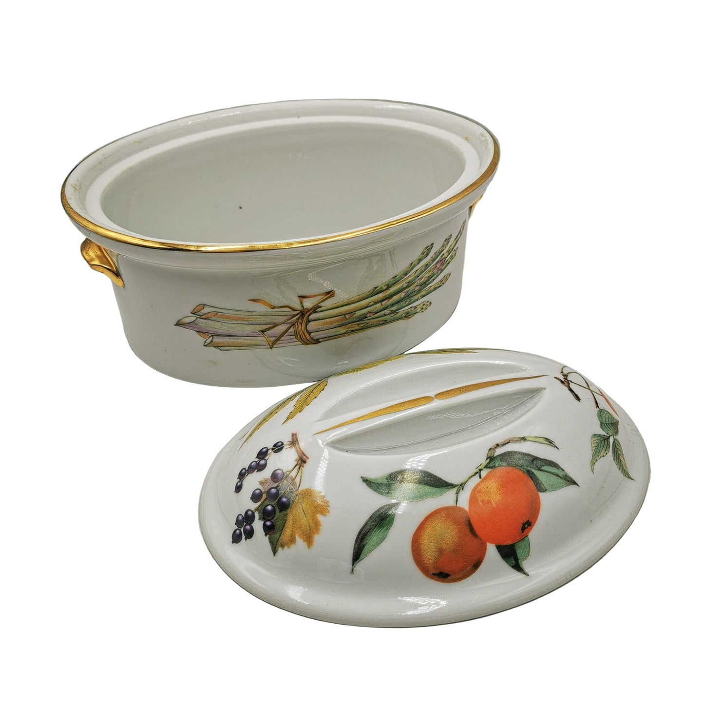 Royal Worcester China Evesham Gold Oval Game Casserole with Lid