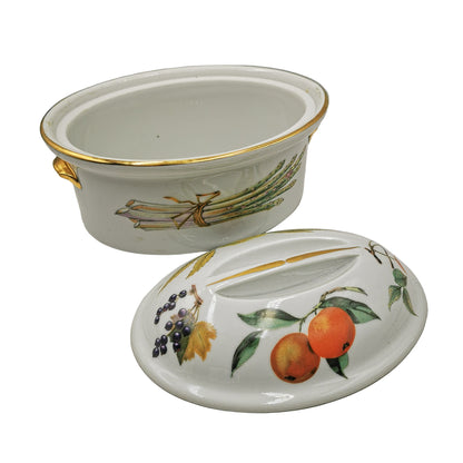 Royal Worcester China Evesham Gold Oval Game Casserole with Lid