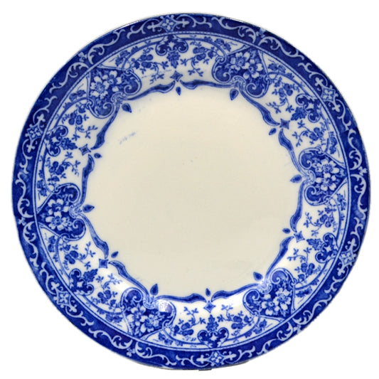 Antique F Winkle China Art Nouveau Flow Blue & White China Dessert Plate