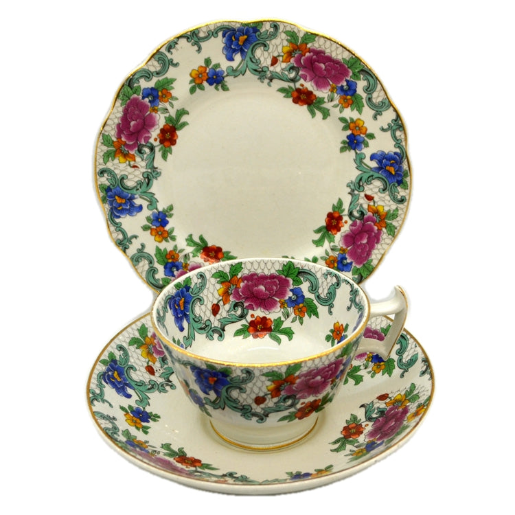 Antique Booths Floradora China Teacup Saucer & Side Plate 19201930