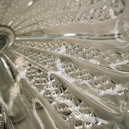 Vintage English Tri-Molded Clear Glass Cake Stand with Scallop Rims