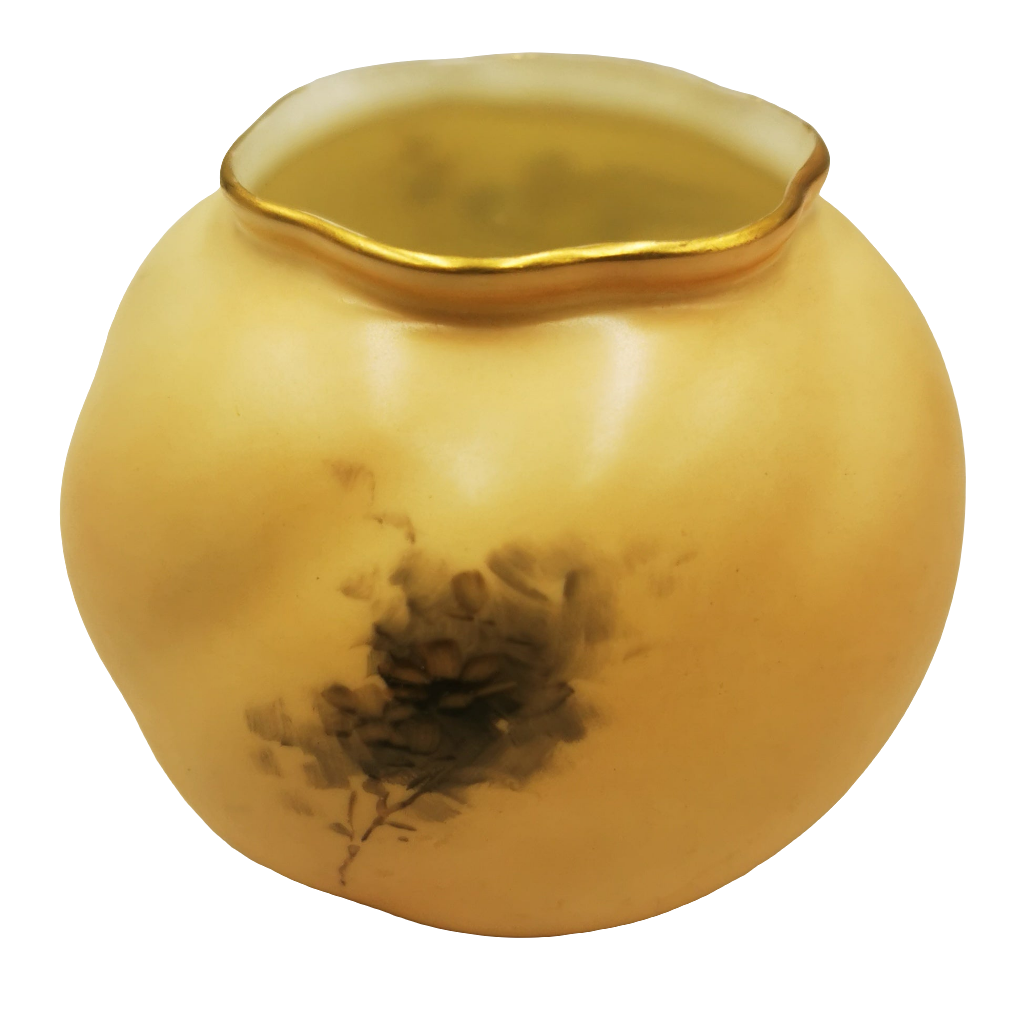 Antique Granger Royal Worcester G161 Shape Blue Tit Vase with Gilded Detail 1903