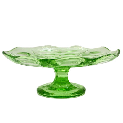 Early tri-molded green glass cake stand