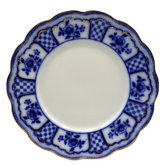 Antique W H Grindley Melbourne Flow Blue and White China 8-inch Dessert Plate