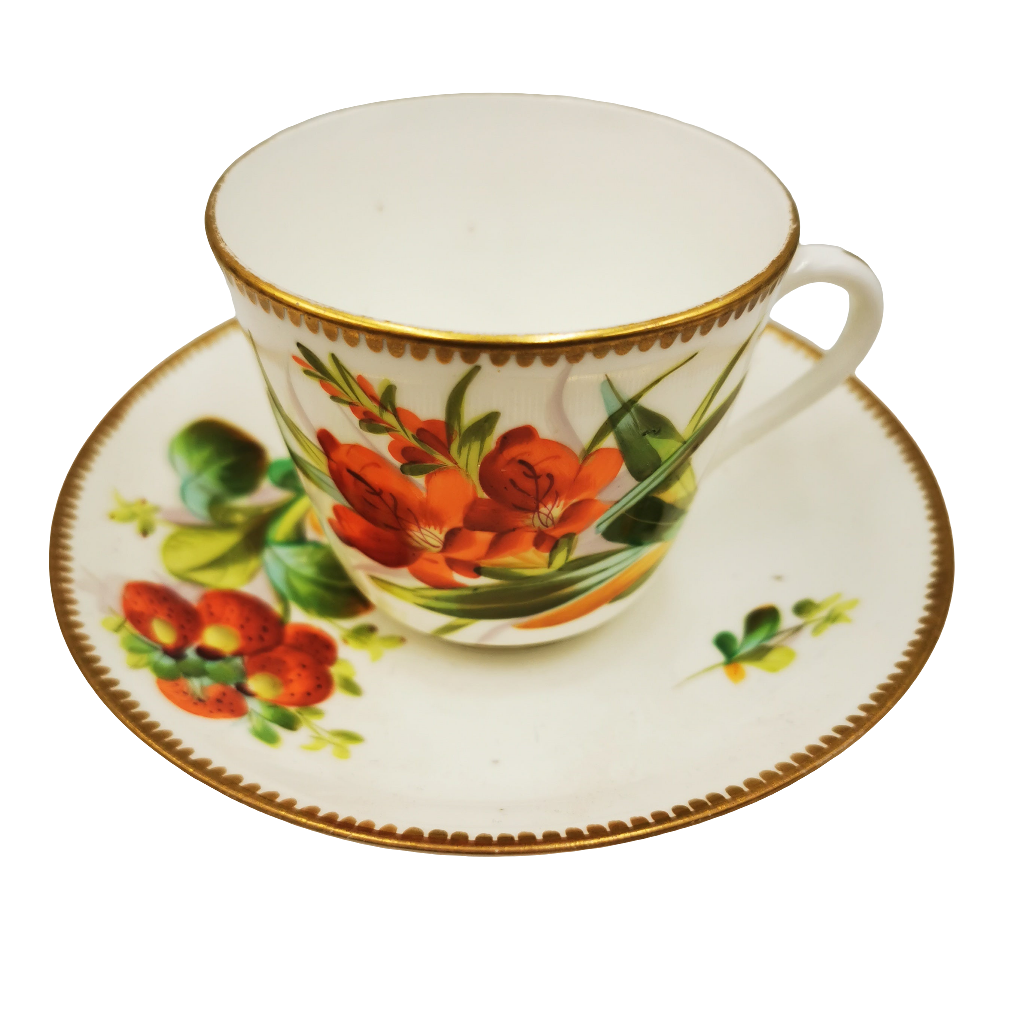 Antique Hand Painted Floral China Teacup Trio Pattern 3119