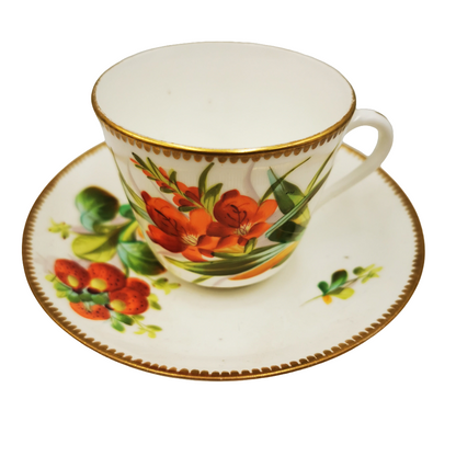 Antique Hand Painted Floral China Teacup Trio Pattern 3119