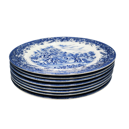 Churchill Currier & Ives Harvest Time Blue And White China Dinner Plate