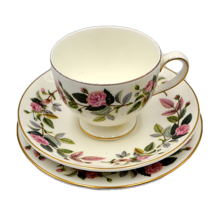 edgwood China Hathaway Rose Teacup Saucer and Side Plate Trio