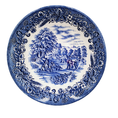 Churchill Currier & Ives Harvest Time Blue And White China Cereal Bowl