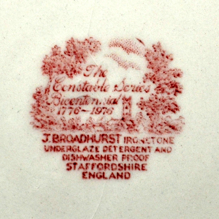 J Broadhurst Red and White China Bicentennial Constable Series 8-Inch Salad or Dessert Plate