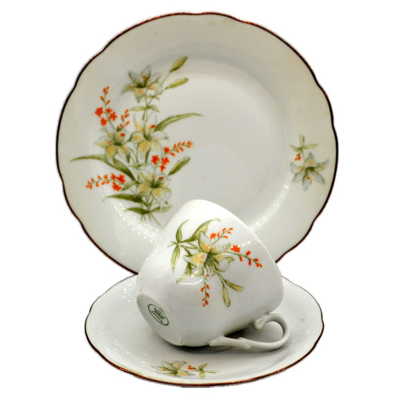 Vintage Kahla Floral China Tea Cup Saucer & Side Plate Trio Vintage