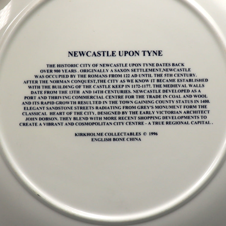 Kirkholme Collectables Bone China Newcastle upon Tyne Cabinet Plate